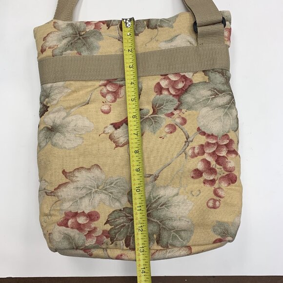 Cool Tote Adjustable Insulated Floral Bag Beige & Red Fabric Made In USA - Picture 3 of 11